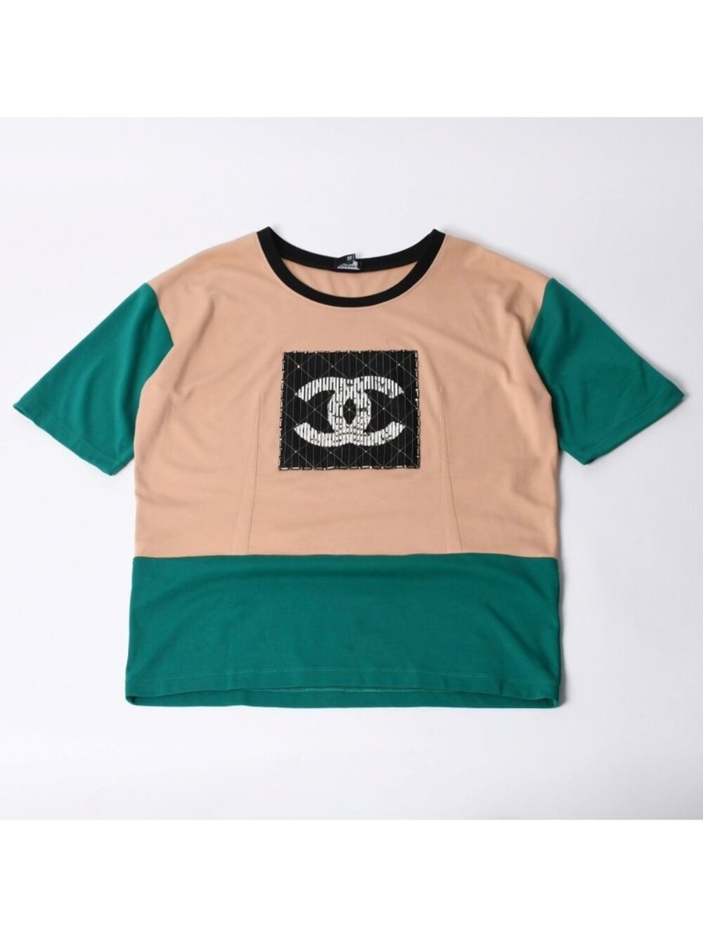 Chanel Short Sleeve T-Shirt CC Logo Multicolor Beads 50